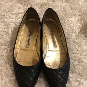 Manolo Blahnik Black Quilted Flats